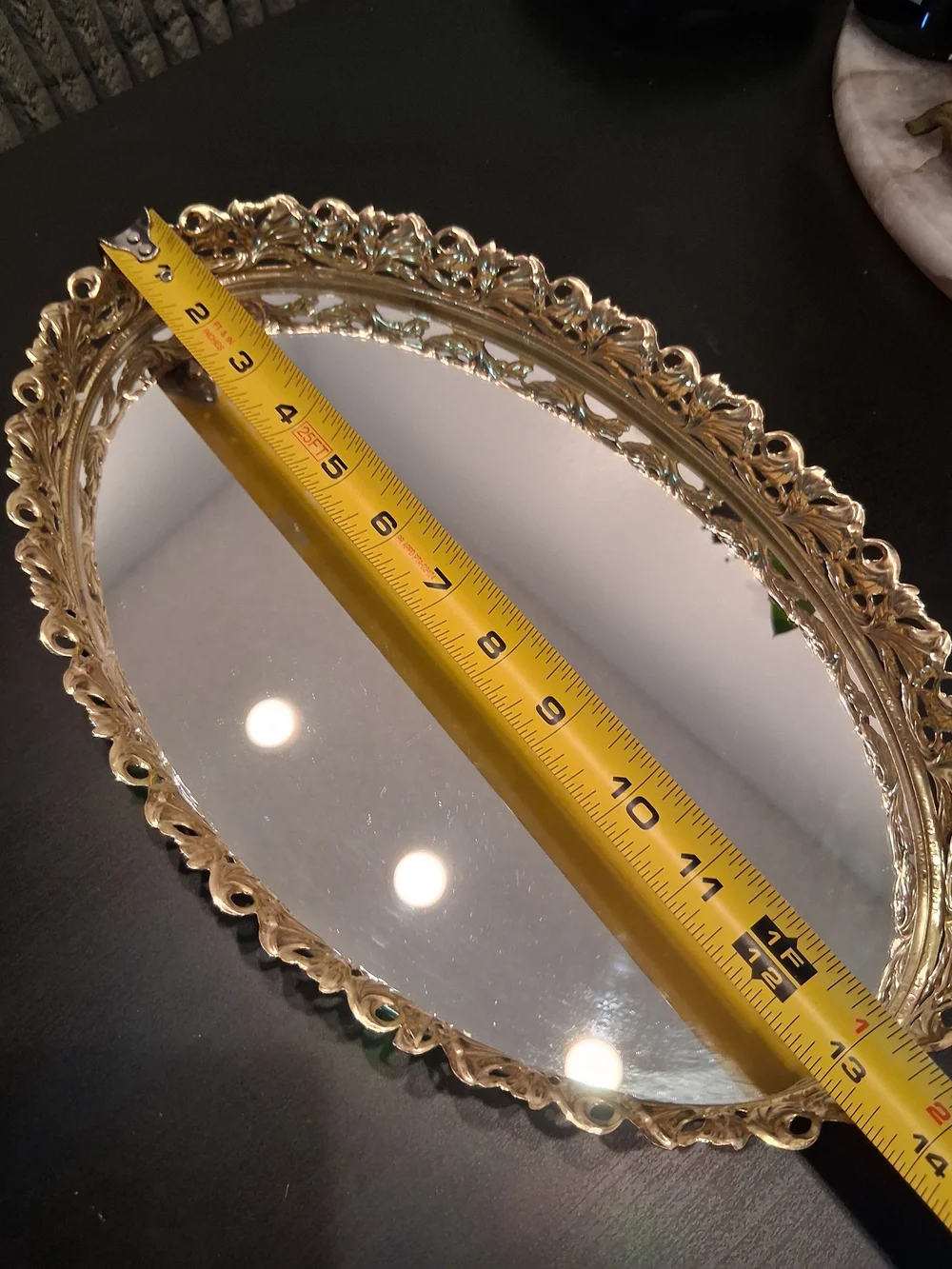 Vintage Gold Decorative Vanity Tray Metal Elegant Home Accent